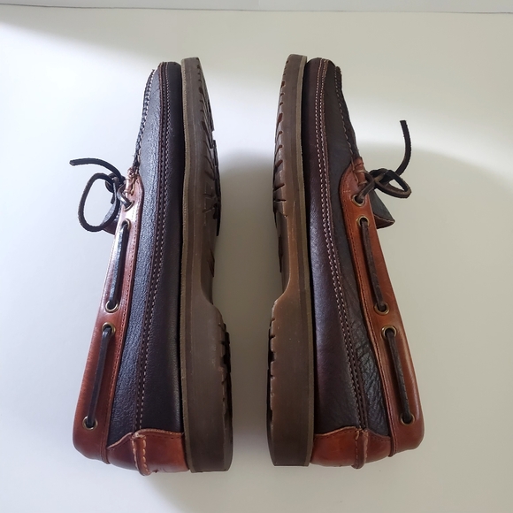 H.S. Trask Brown Leather Boat Shoes with Moccasin Stitching Size 12M - Picture 4 of 10